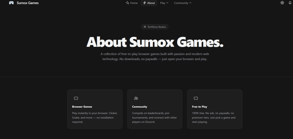 TechNova and Sumox Studios about section showing project ecosystem